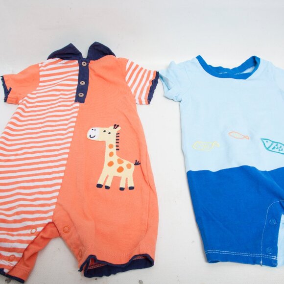 Baby Boy 18M Rompers Lot of 3 – First Impressions & Carter’s - Fish, Giraffe - Picture 2 of 7